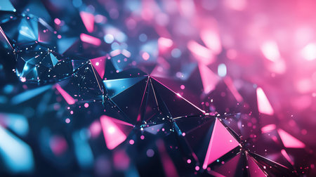 Geometric polygons forming abstract glowing network background
