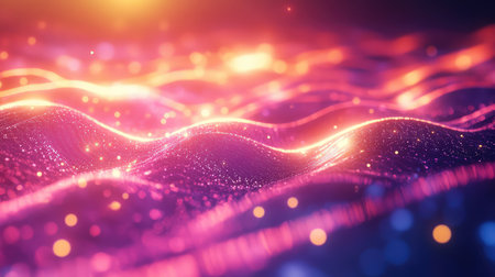 Digital wave particles flowing, abstract technology background