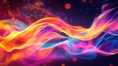 Abstract flowing colorful lines creating light waves