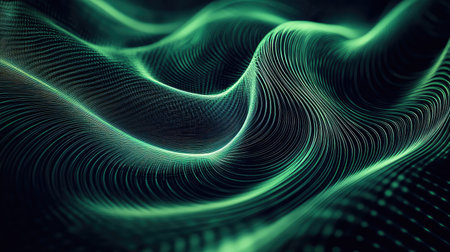 Digital data waves forming abstract grid background