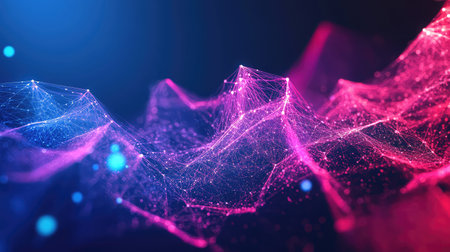 Digital network connections forming abstract futuristic data landscape