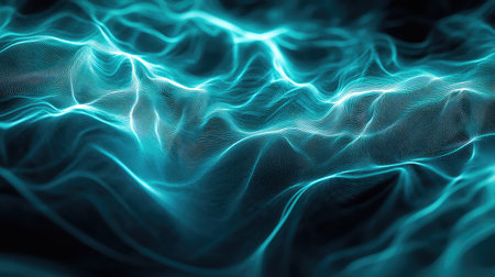 Glowing abstract digital waves forming futuristic network background