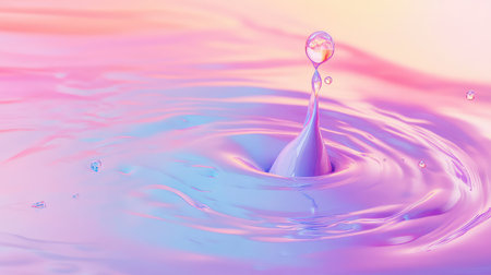 Vibrant liquid changing iridescent colors splashing and forming a droplet