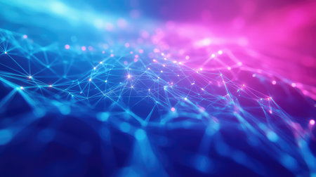 Digital network connecting points visualizing data flow abstractly