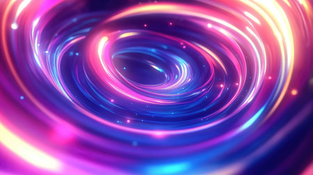 Glowing spiral light trails swirling vibrant energy