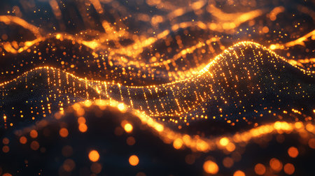 Digital wave patterns creating an abstract data flow background
