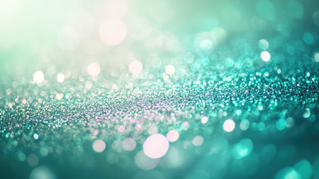 Glittering turquoise bokeh creating vibrant abstract background