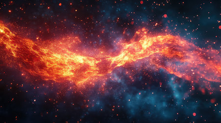 Cosmic energy flow in vibrant space nebula