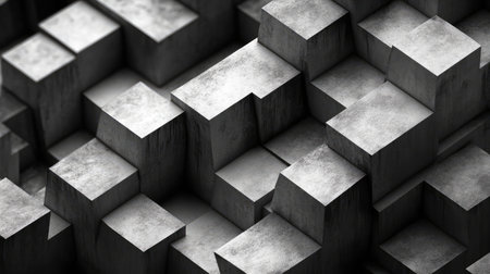 Abstract concrete cubes forming geometric pattern background