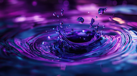Vibrant liquid creating splashing wave and colorful ripplesの写真素材