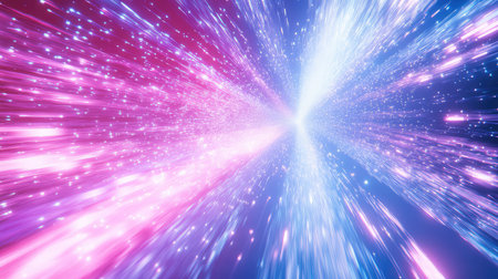 Abstract speed light particles flying vibrant tunnelの写真素材