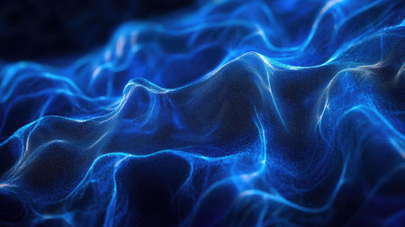 Blue flowing particle field representing digital data