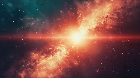 Cosmic star creating radiant light in space nebula
