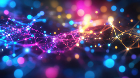 Abstract glowing network connecting technological data points concept