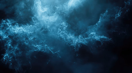 Abstract blue fractal energy forming dark background