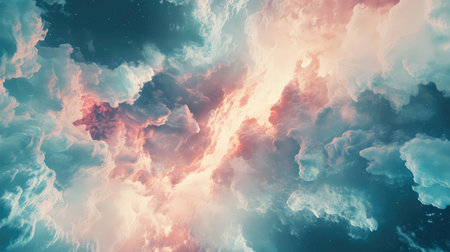 Cosmic nebula forming colorful expanding gas cloudsの写真素材