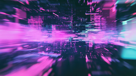 Speeding data connection in neon cyber spaceの写真素材