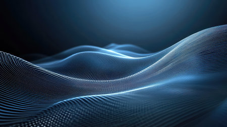 Blue particle waves flowing digital abstract background