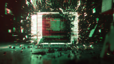 Digital data breaking showing system glitch effect