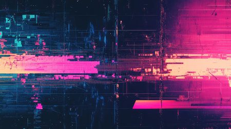 Abstract technology background with vibrant glitch effectsの写真素材