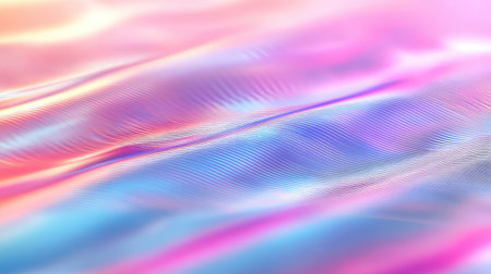 Holographic vibrant waves creating flowing abstract pastel surface