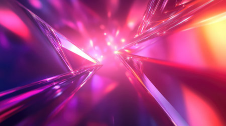 Abstract crystal light passage with dynamic glowing effect