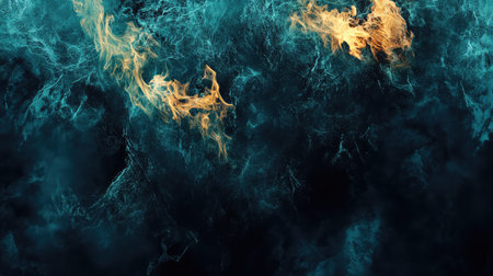 Dynamic particles flowing in teal and golden energy stream
