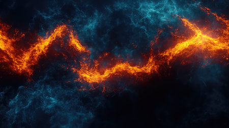 Abstract orange and blue energy current flowing