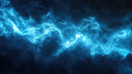 Blue glowing particles forming abstract energy stream