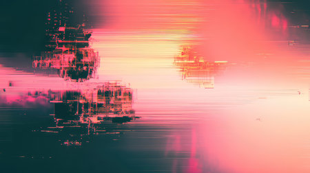 Abstract digital glitch art generating future data distortionの写真素材