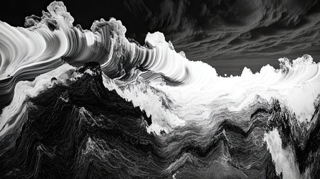 Abstract black white wave texture digital art