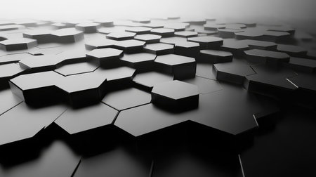 Abstract dark hexagon surface with geometric 3d pattern
