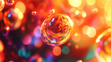 Vibrant abstract bubbles background with glowing bokeh effect