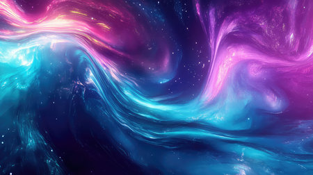 Vibrant cosmic nebula flowing with colorful energy streaks
