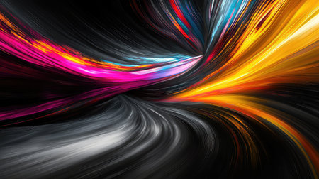 Abstract colorful light streams showcasing dynamic movement and energyの写真素材