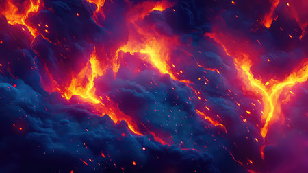 Abstract fire and ice clouds creating dynamic energy