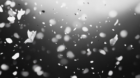 Abstract butterfly shapes flying in monochromatic bokeh backgroundの写真素材