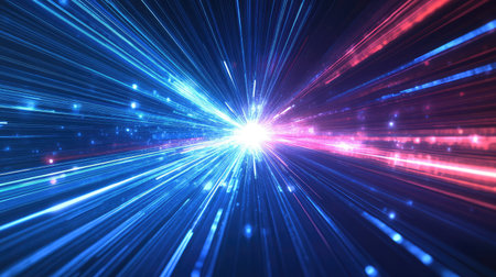 Abstract speed accelerating through a bright light tunnelの写真素材