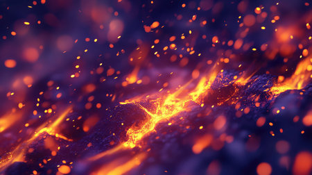 Glowing molten lava abstract background with fiery sparksの写真素材