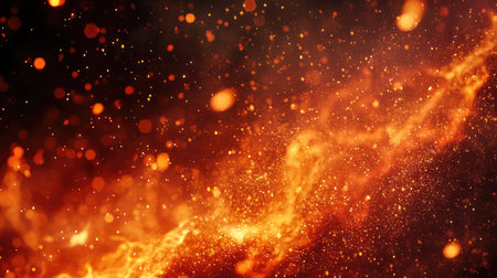 Fiery glowing particles creating dynamic abstract background