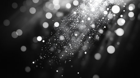 Dark abstract background with sparkling light beam and bokehの写真素材