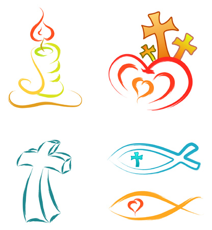 religion icons set over white backgroundのイラスト素材
