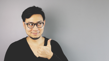 A man recommend a good content.の写真素材