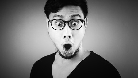 Black and white of Asian man.の写真素材