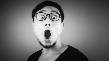 Black and white of Asian man.の写真素材