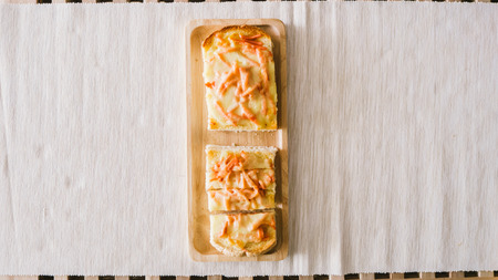 Cooking Cheese toast with bologna.
