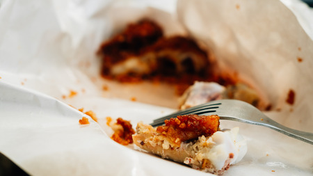Left over Thai fried chicken.の写真素材