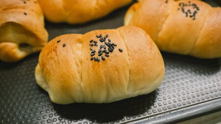 Close up bakery products in the shop.