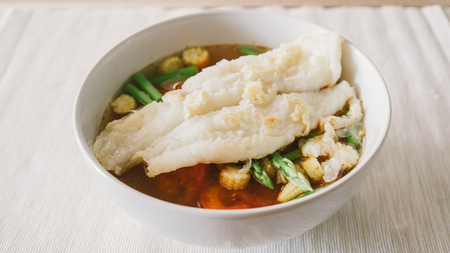 Lean soup of fried fish.の写真素材