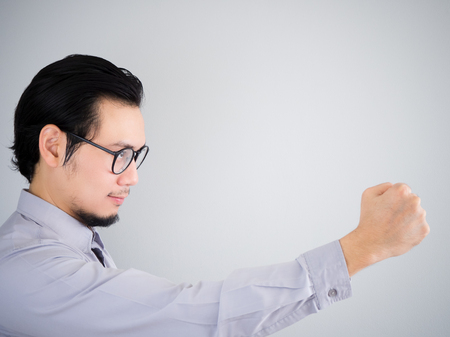 Asian business man ready to fight.の写真素材